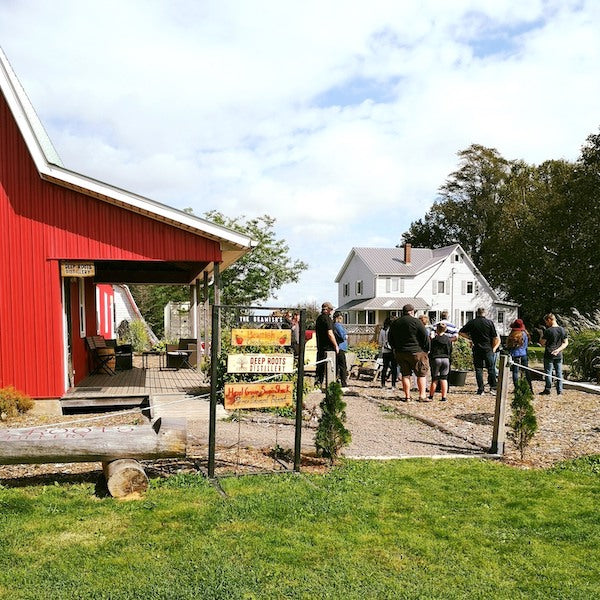 view of people outside a business in the down east region of PEI